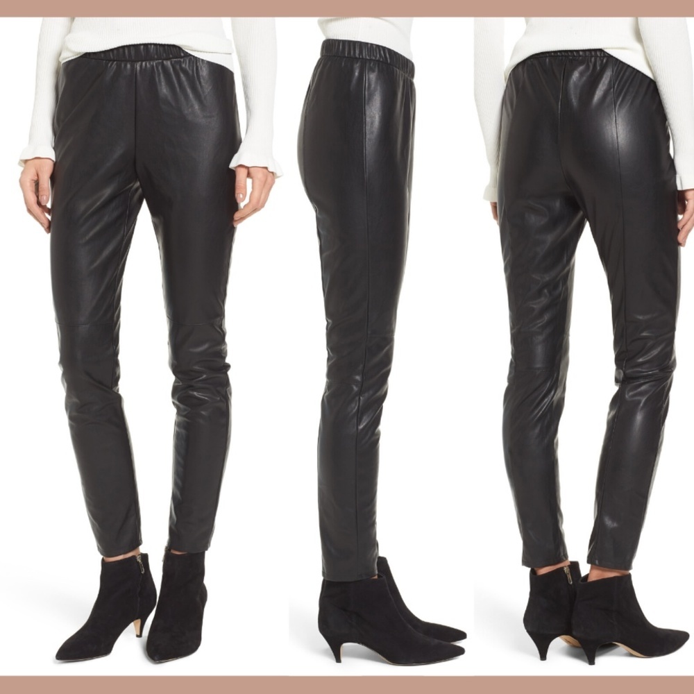 NWT $105 Cupcake and Cashmere Zowie Faux Leather Pants Black [SZ Medium‎ ]
